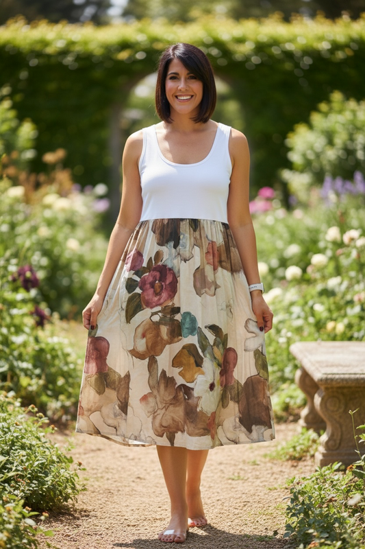 Italian Flower Stamped Midi