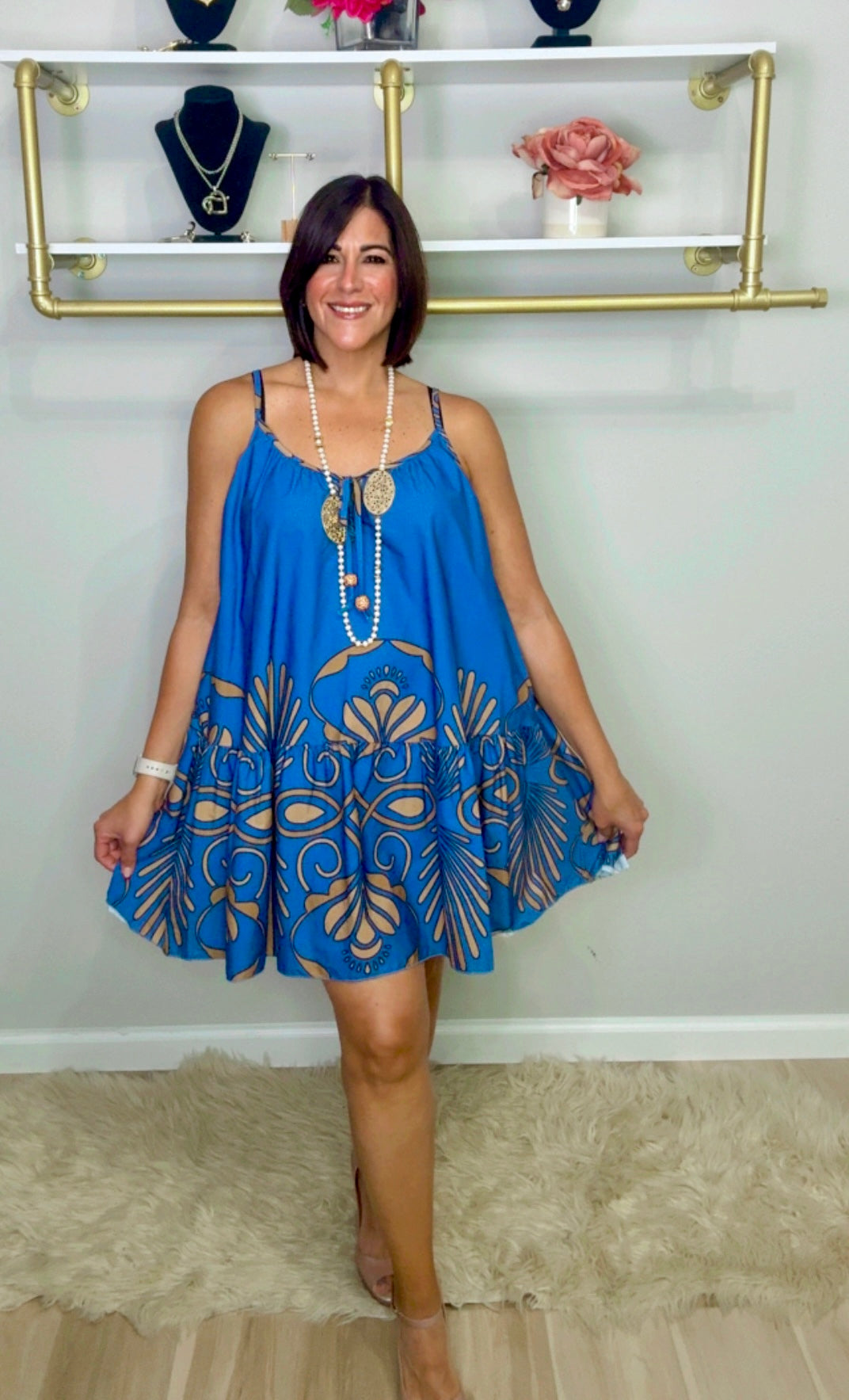 Italian Short Flowy Dress/ Blouse