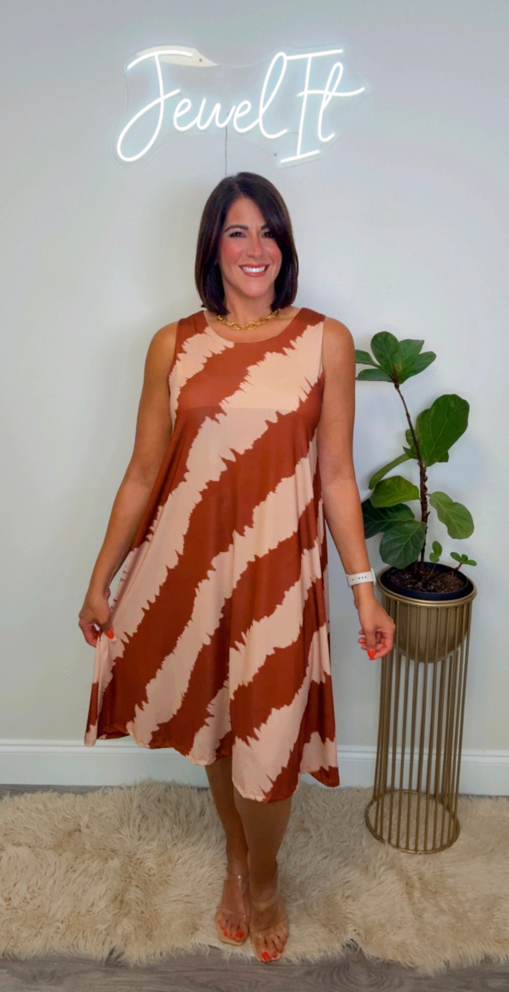 Italian Asymmetrical Stamped Dress