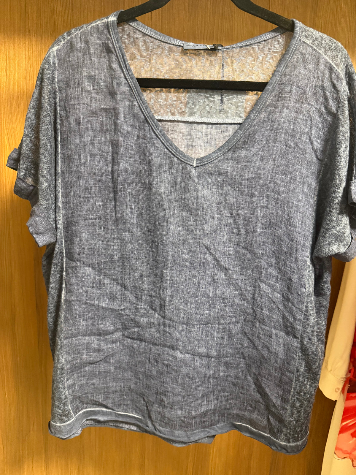 Italian Linen/cotton V neck blouse