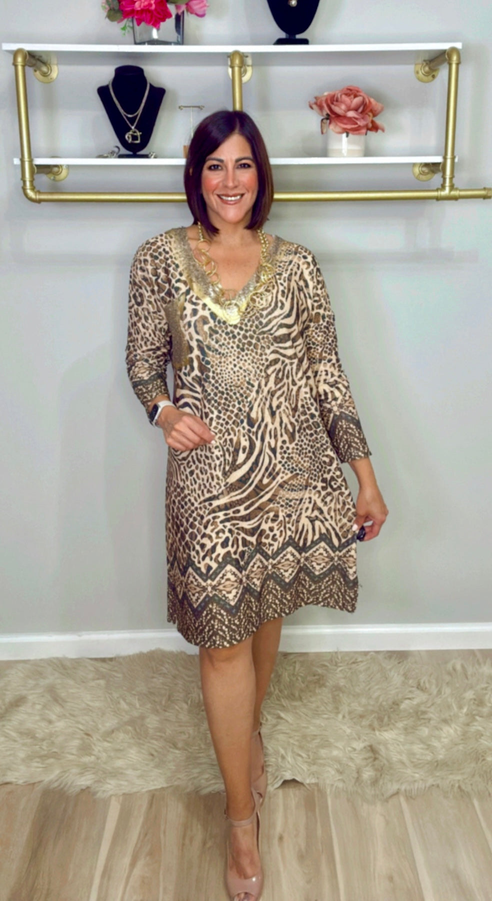 Italian Lurex Animal Print Dress