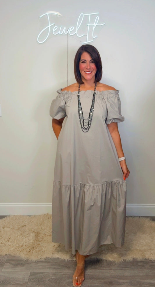 Italian Off Shoulder Ruffle Maxi