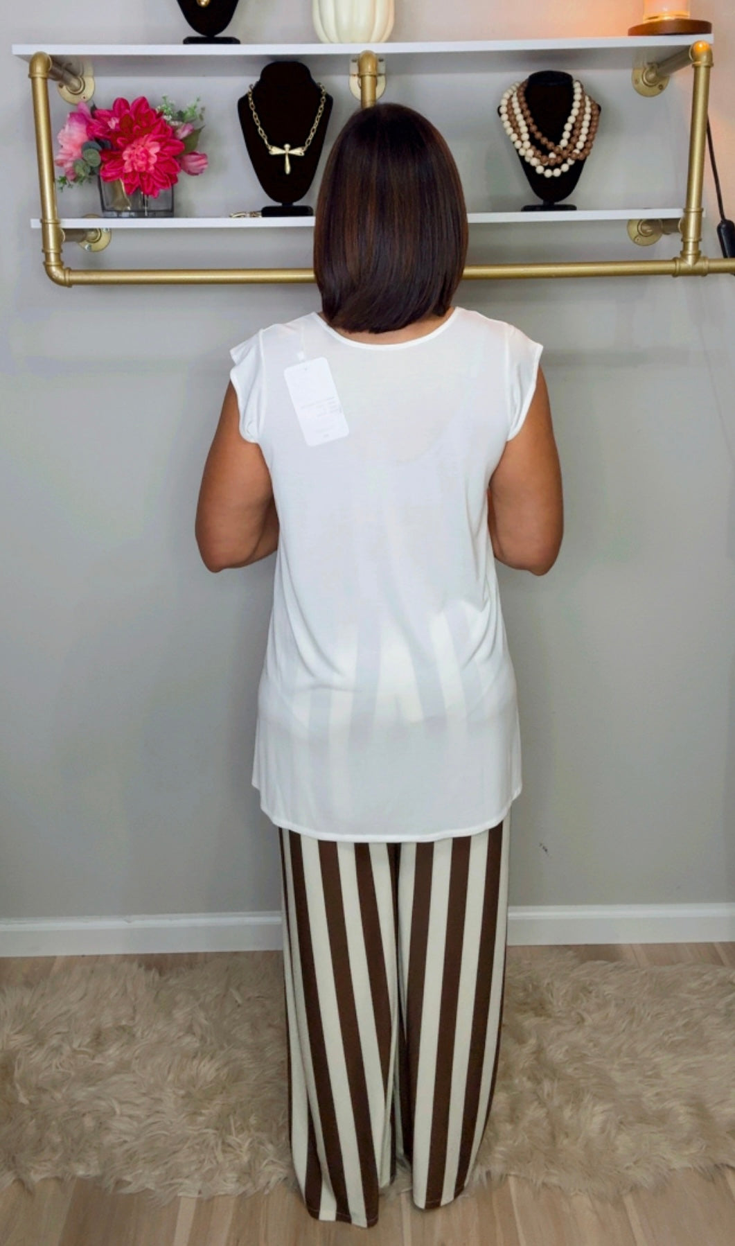 Manolitas Brown Stripes Pant Set