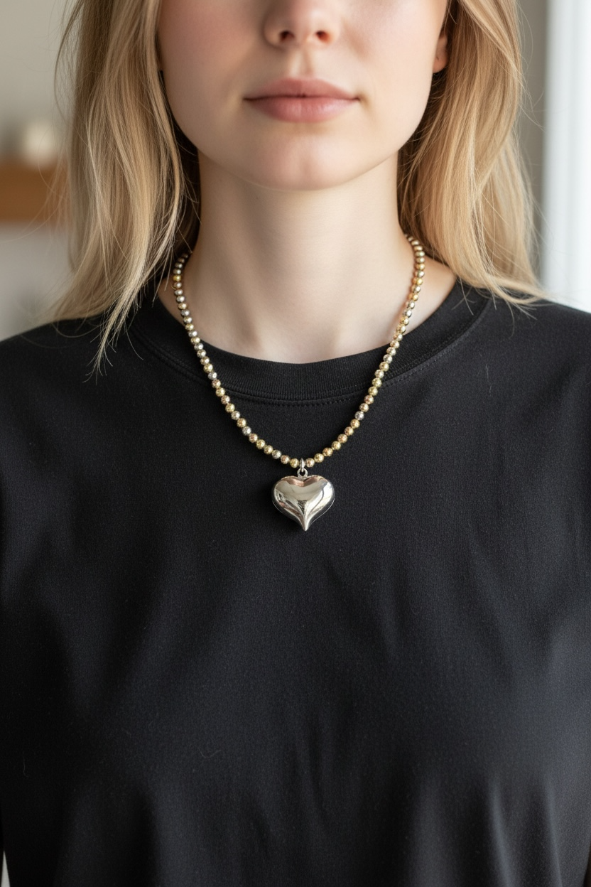 Three Tone Heart Necklace