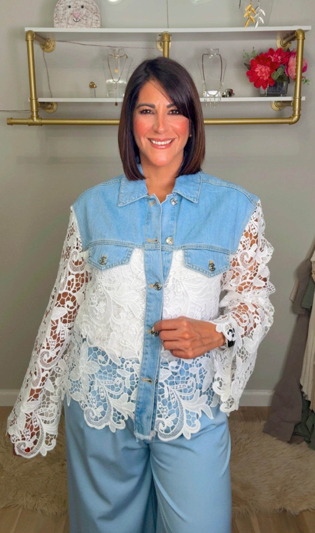 Italian Lace/Jean Blouse