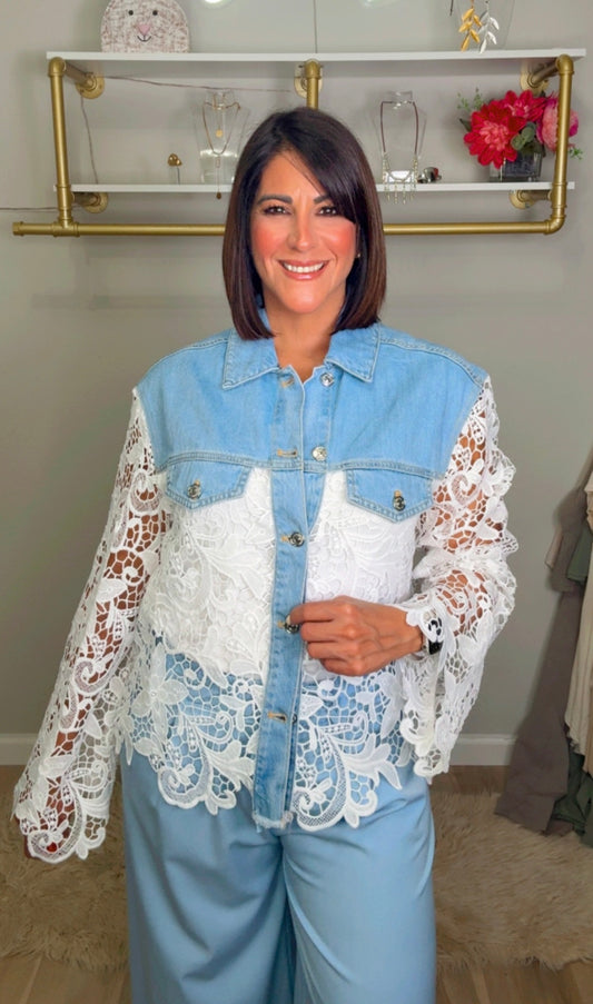 Italian Lace/Jean Blouse