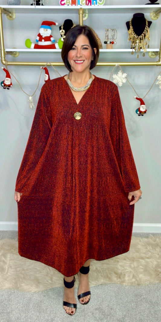 Italian V Neck Sparkle Midi