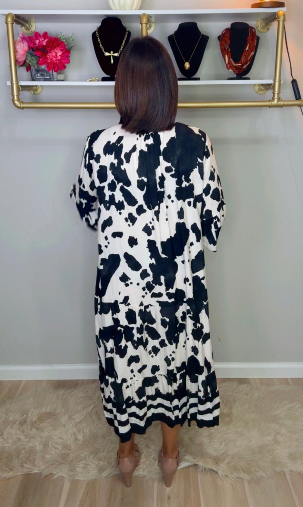 Italian Cow Stamped Midi