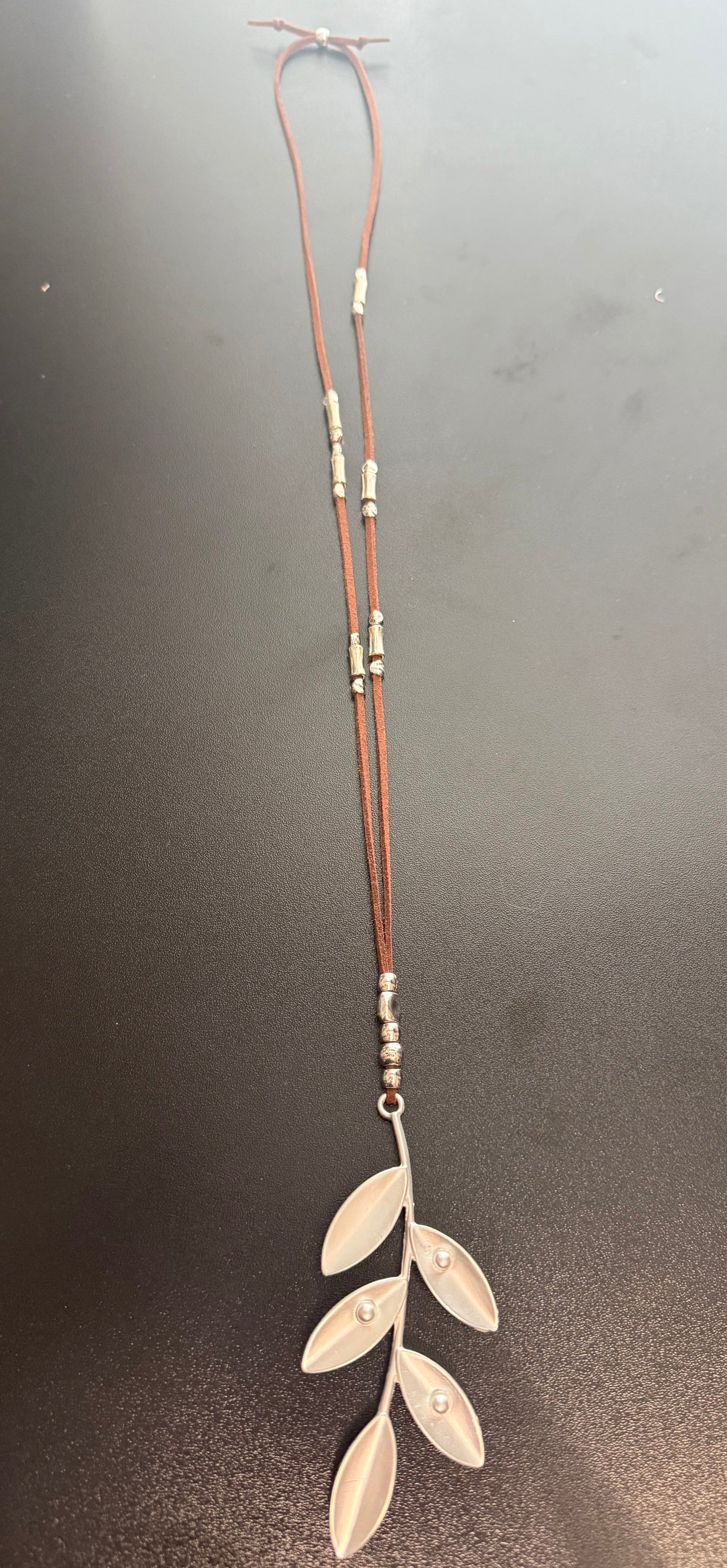 Maria Roig Leaf Zamack Long Necklace