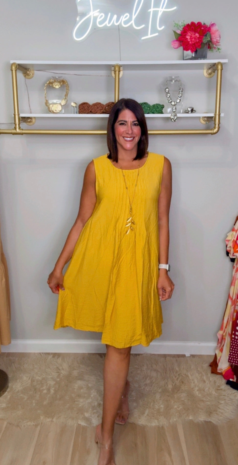 Italian Pleated Sleeveless Dress