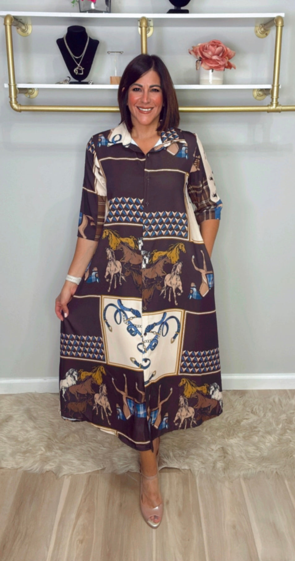 Italian Horses Stamped Dress