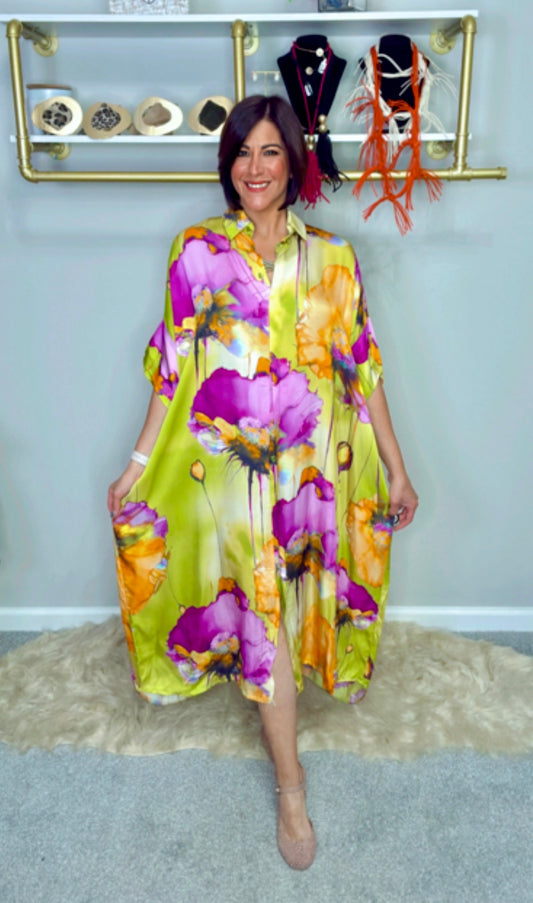 Italian Flower Stamped Midi