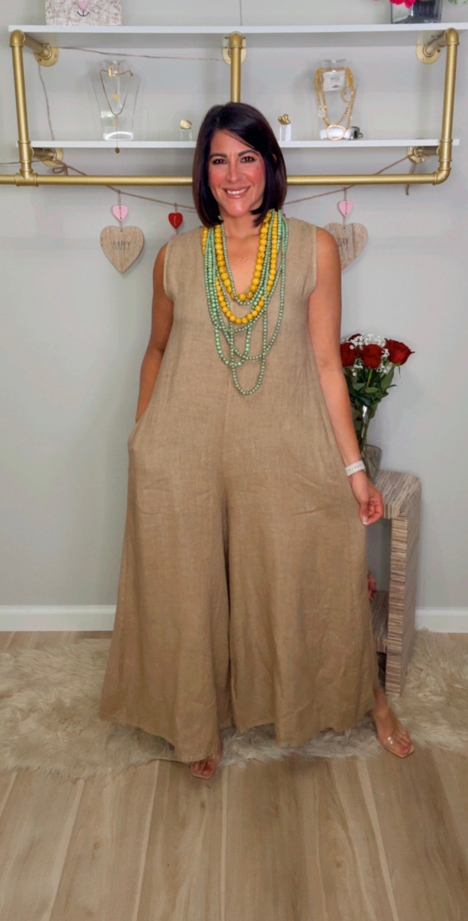Italian Linen Wide Leg Jumpsuit