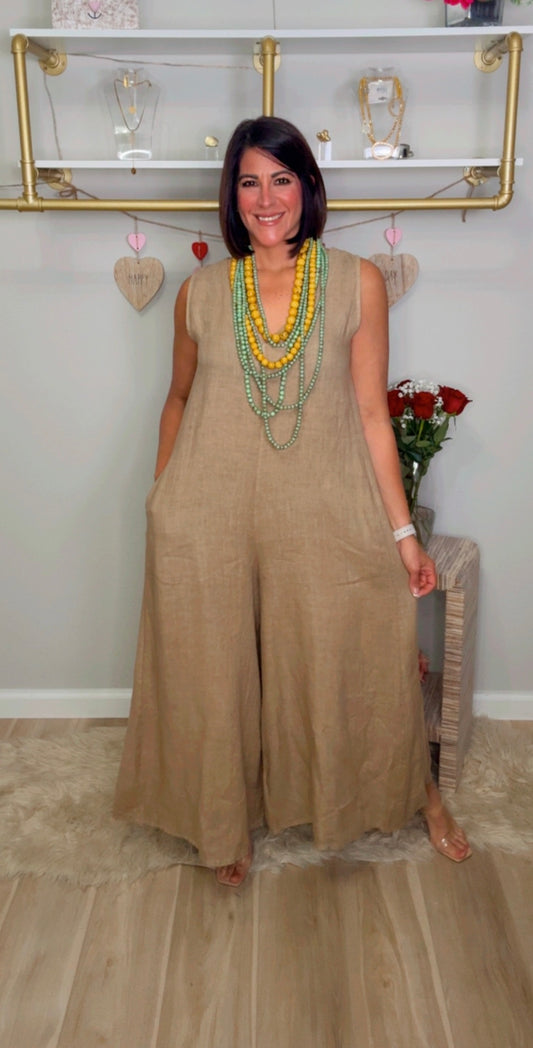 Italian Linen Wide Leg Jumpsuit