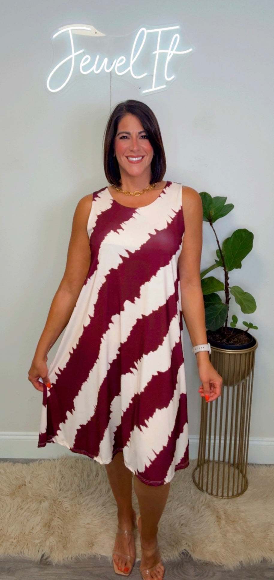 Italian Asymmetrical Stamped Dress