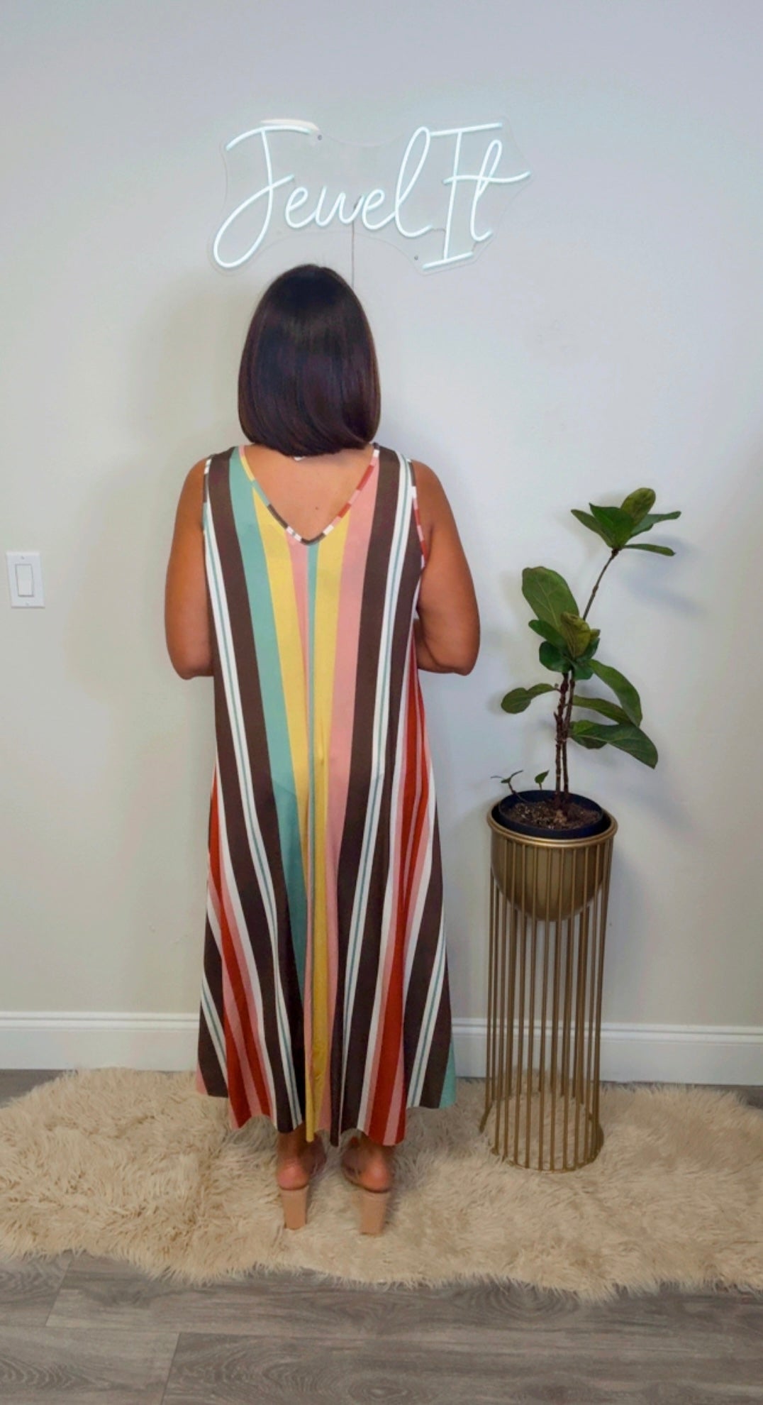 Italian Multi Color Stripes Dress