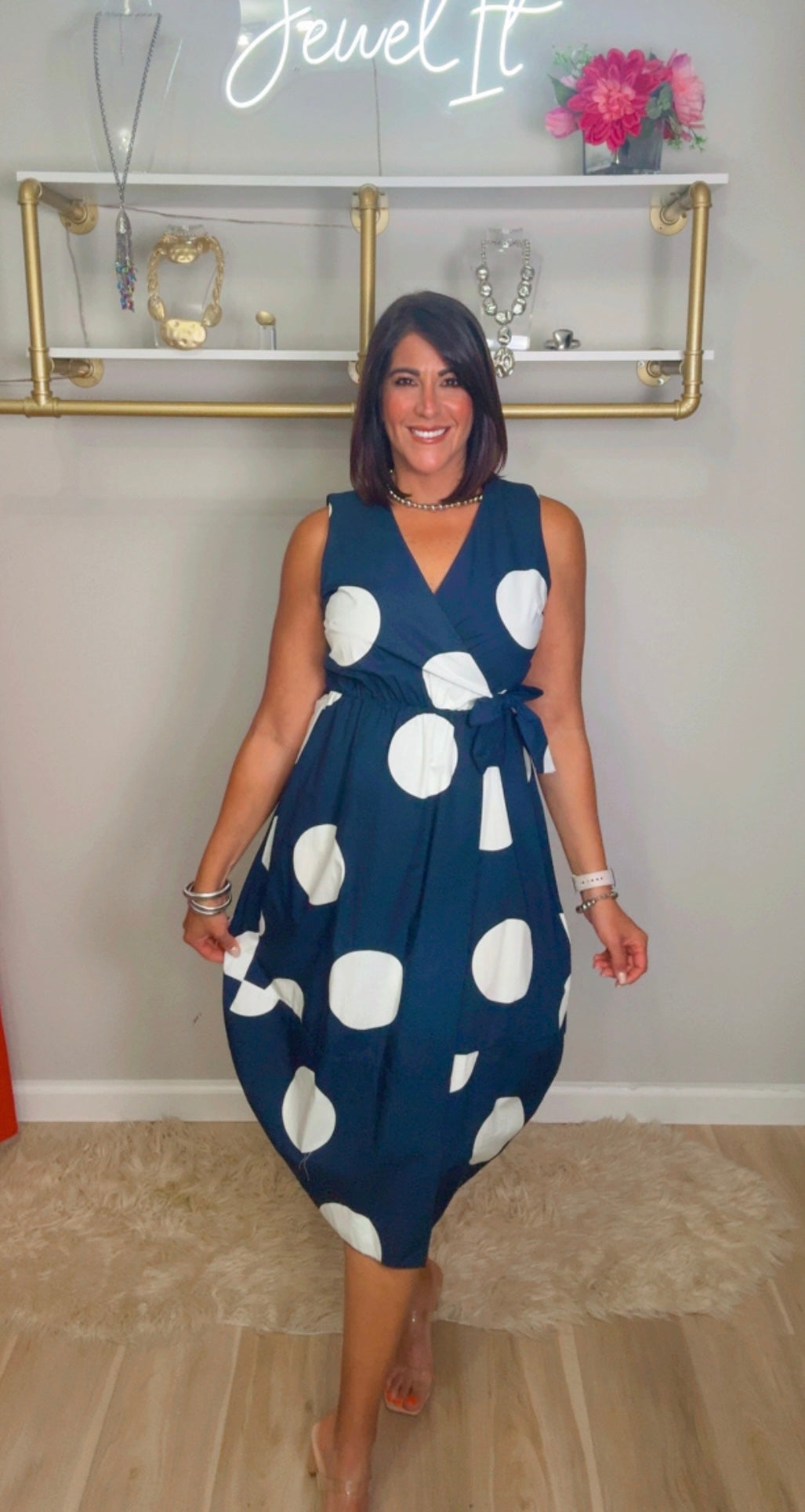 Italian Wrap Around Polka Dots Midi