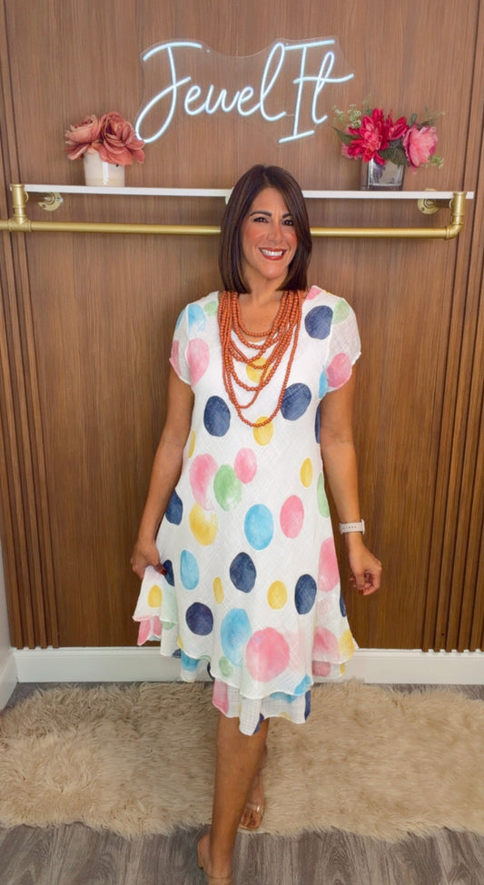 Italian Multi Color Dots Dress