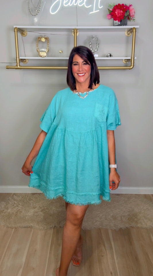 Italian Linen Bluson/ Short Dress
