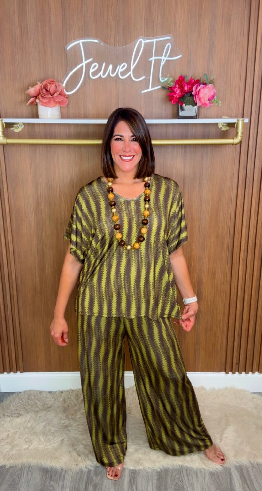 Italian Abstract Print Pant Set