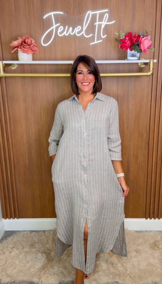 Italian Linen Stripes Bluson