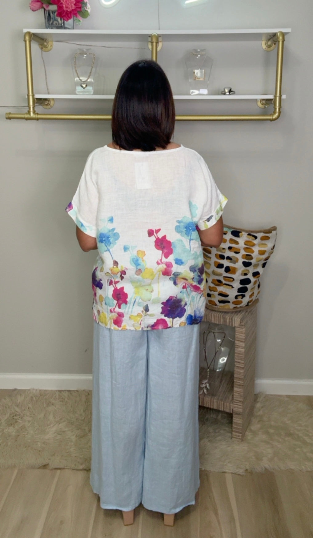 Italian Stamped Linen Blouse