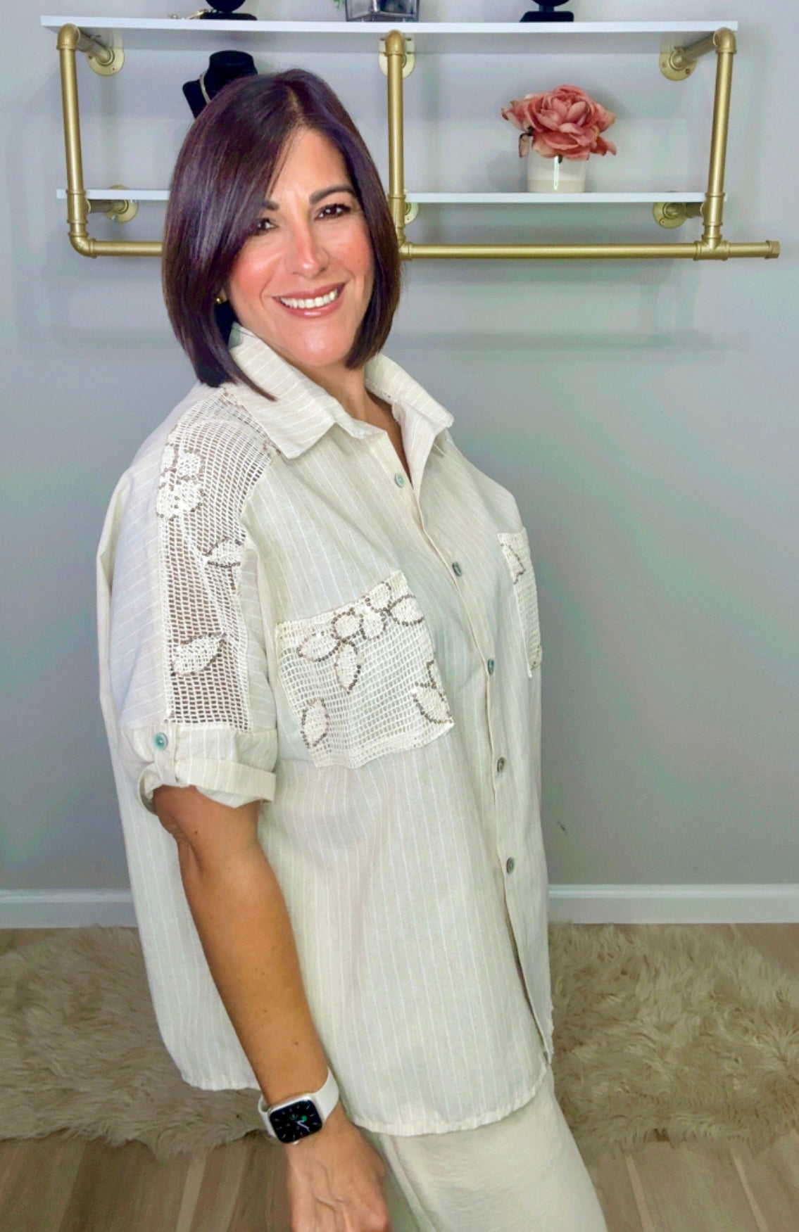 Italian Pinned Stripes Blouse