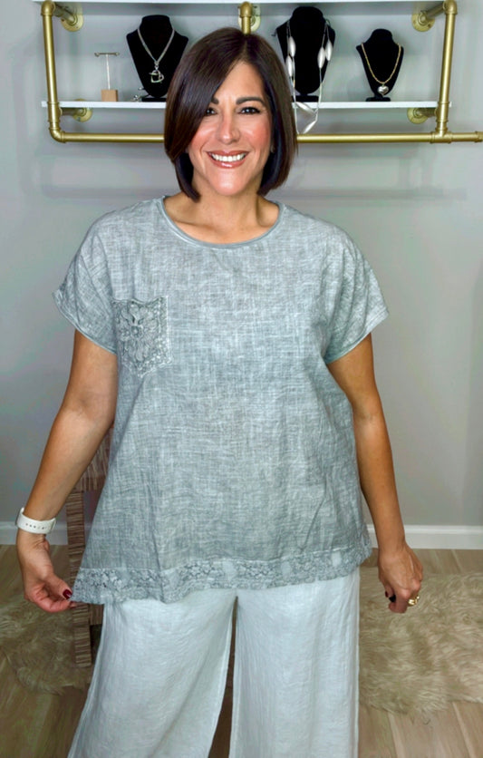 Italian Lace Hem Blouse