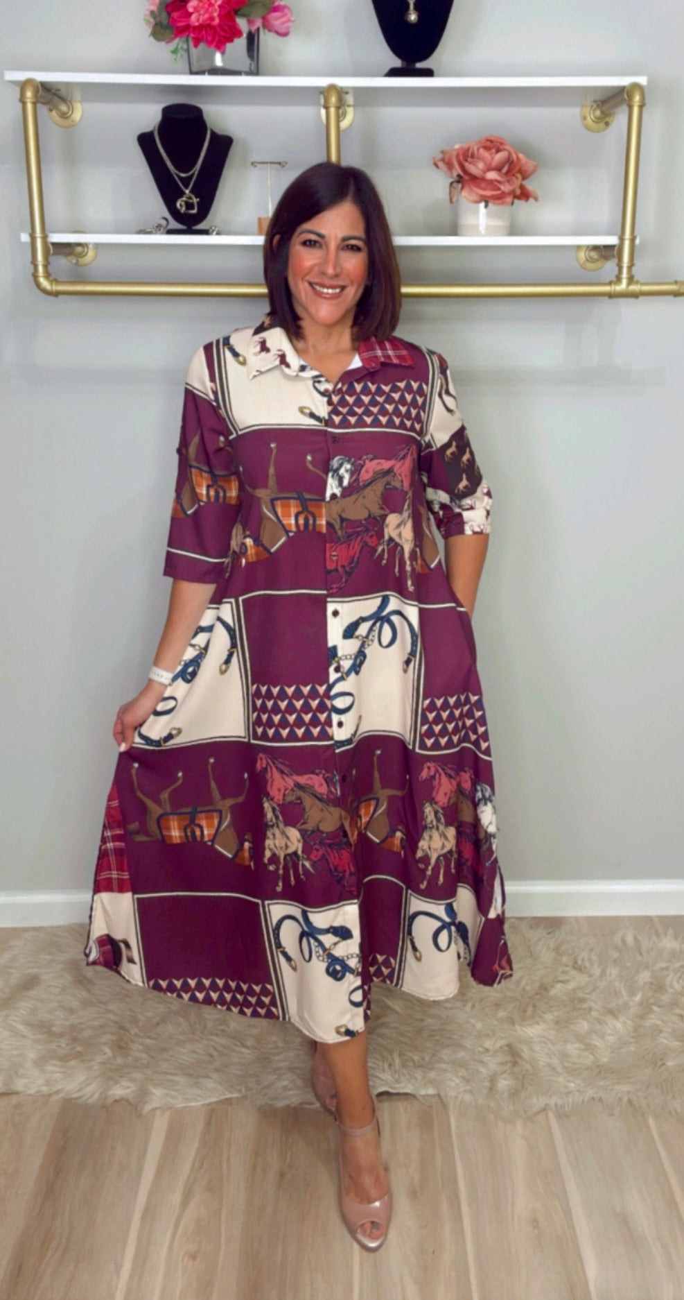 Italian Horses Stamped Dress