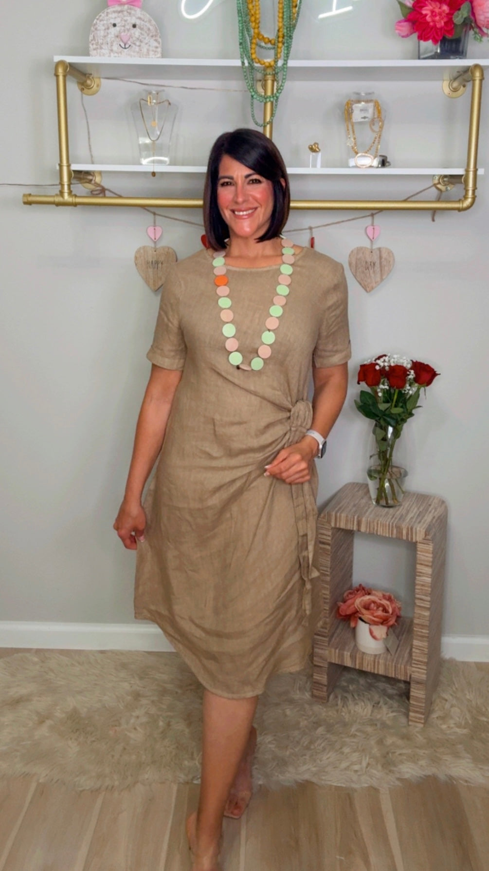 Italian Side Knot Linen Dress