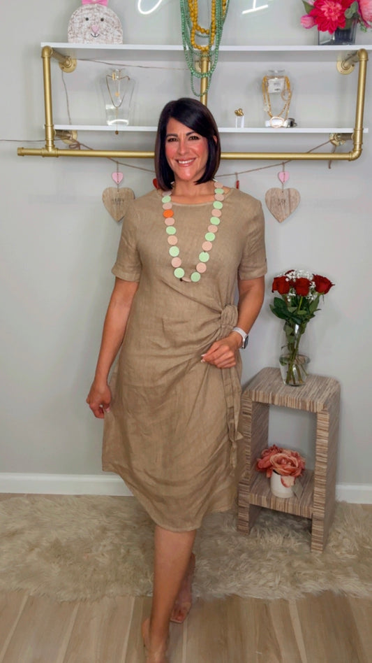 Italian Side Knot Linen Dress