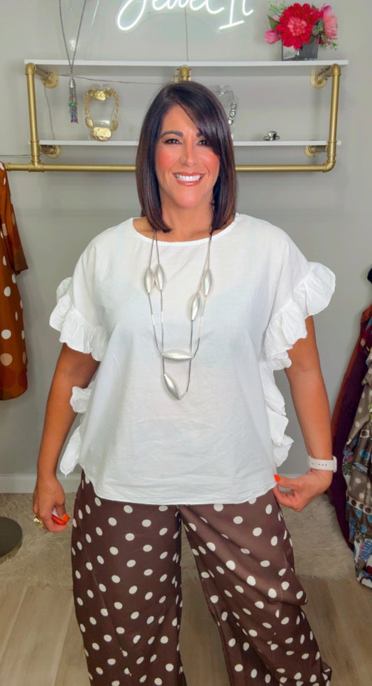 Italian Ruffle Sleeves Blouse