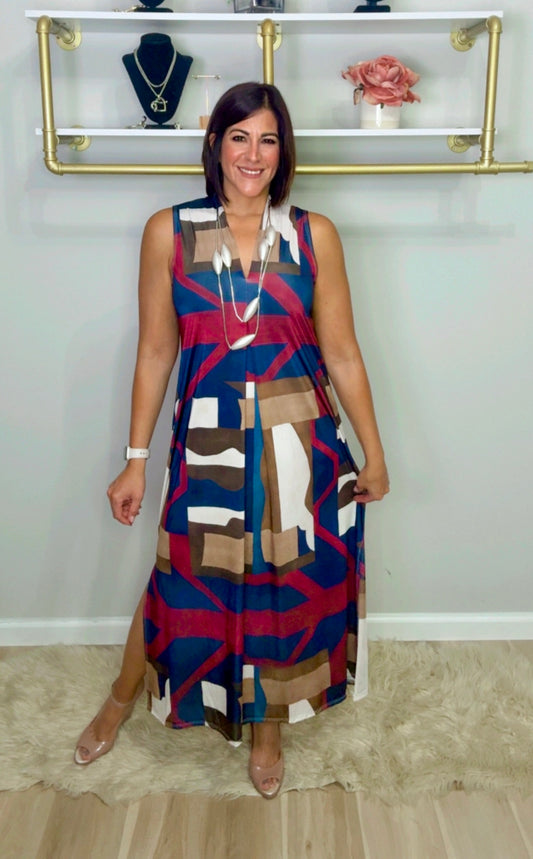 Italian Abstract Stamped Dress