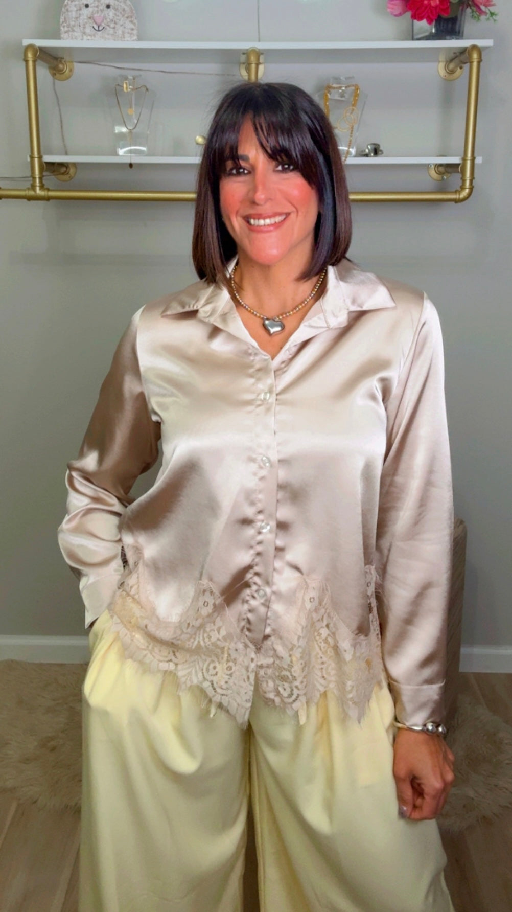 Italian Lace Hem Blouse