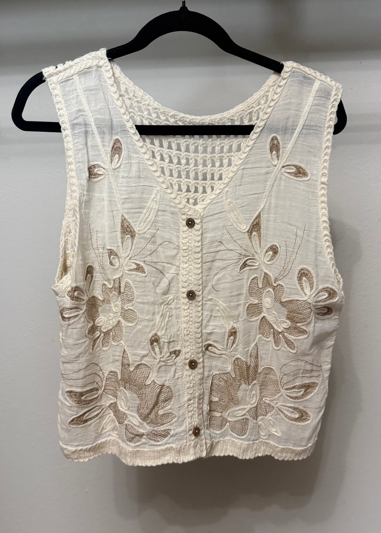 Italian Embroidered/ Crochet Vest