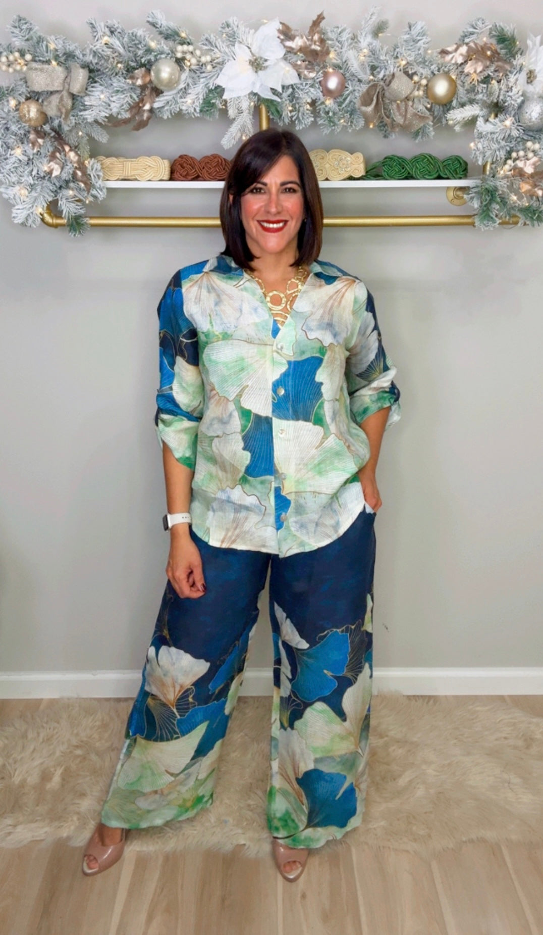 Italian Stamped Linen Pant Set