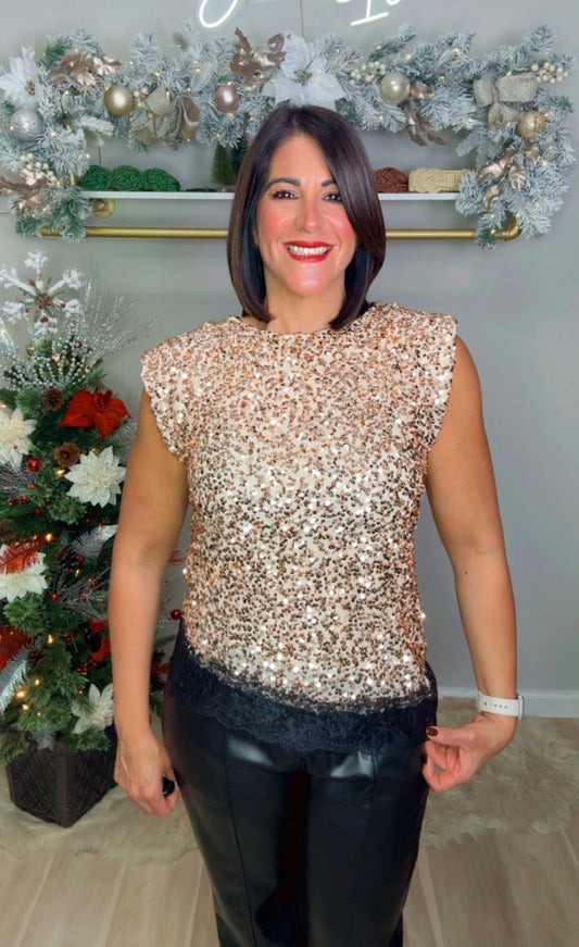 Italian Asymmetric Sequins Blouse