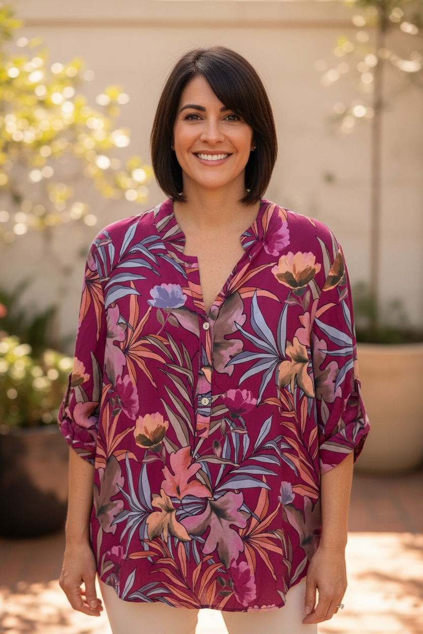 Italian Floral Stamped Blouse
