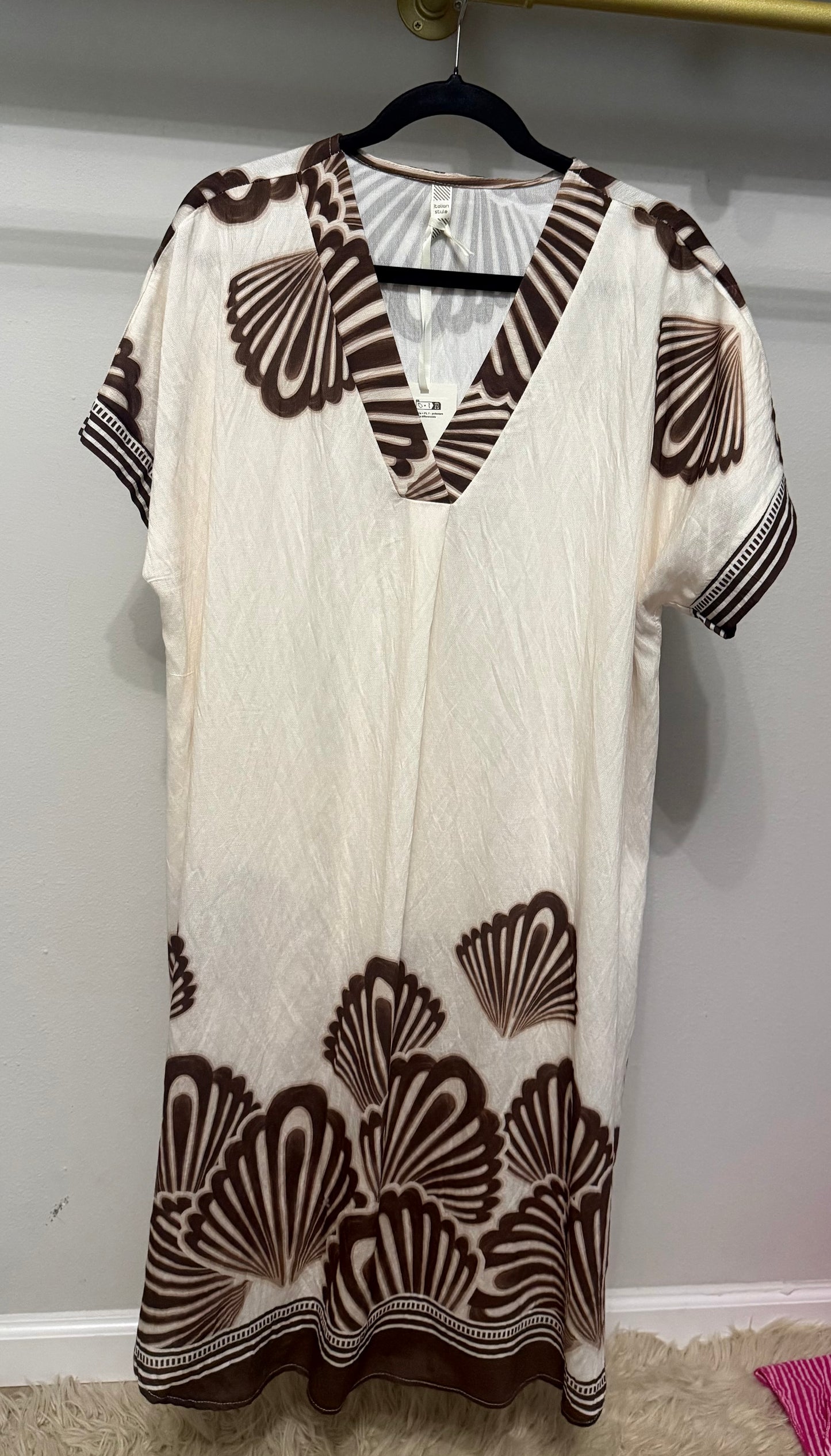 Italian Stamped Midi Dress Shirt