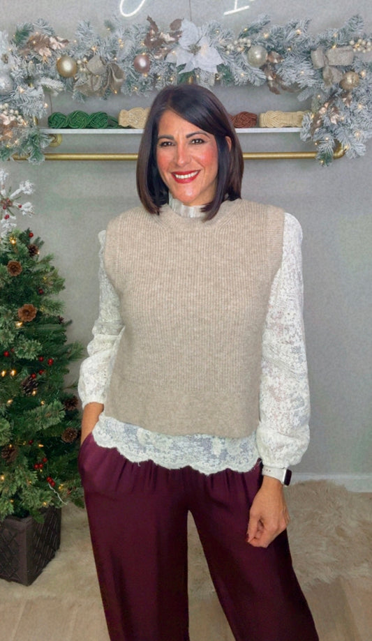 Italian 2 pieces lace pullover