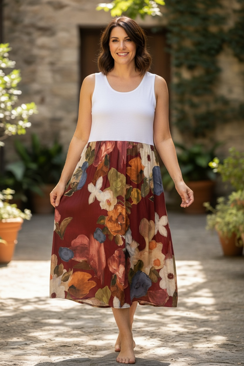 Italian Flower Stamped Midi