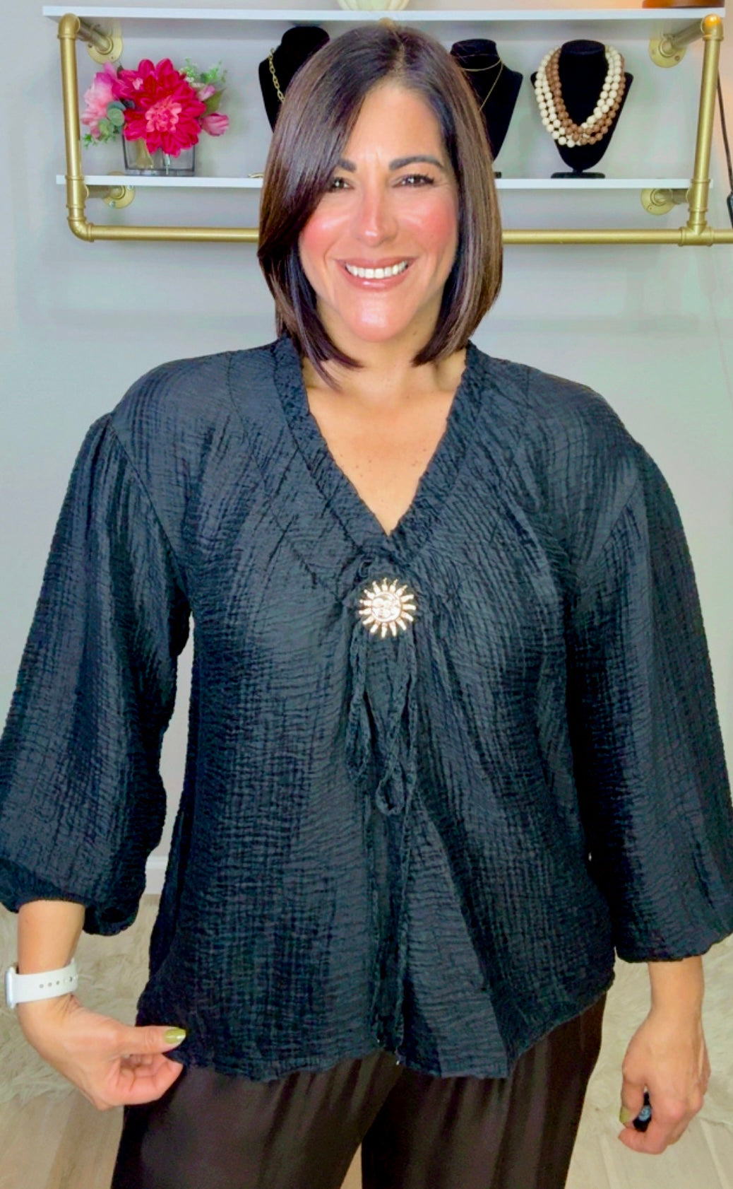 Italian Tencel V Neck Blouse