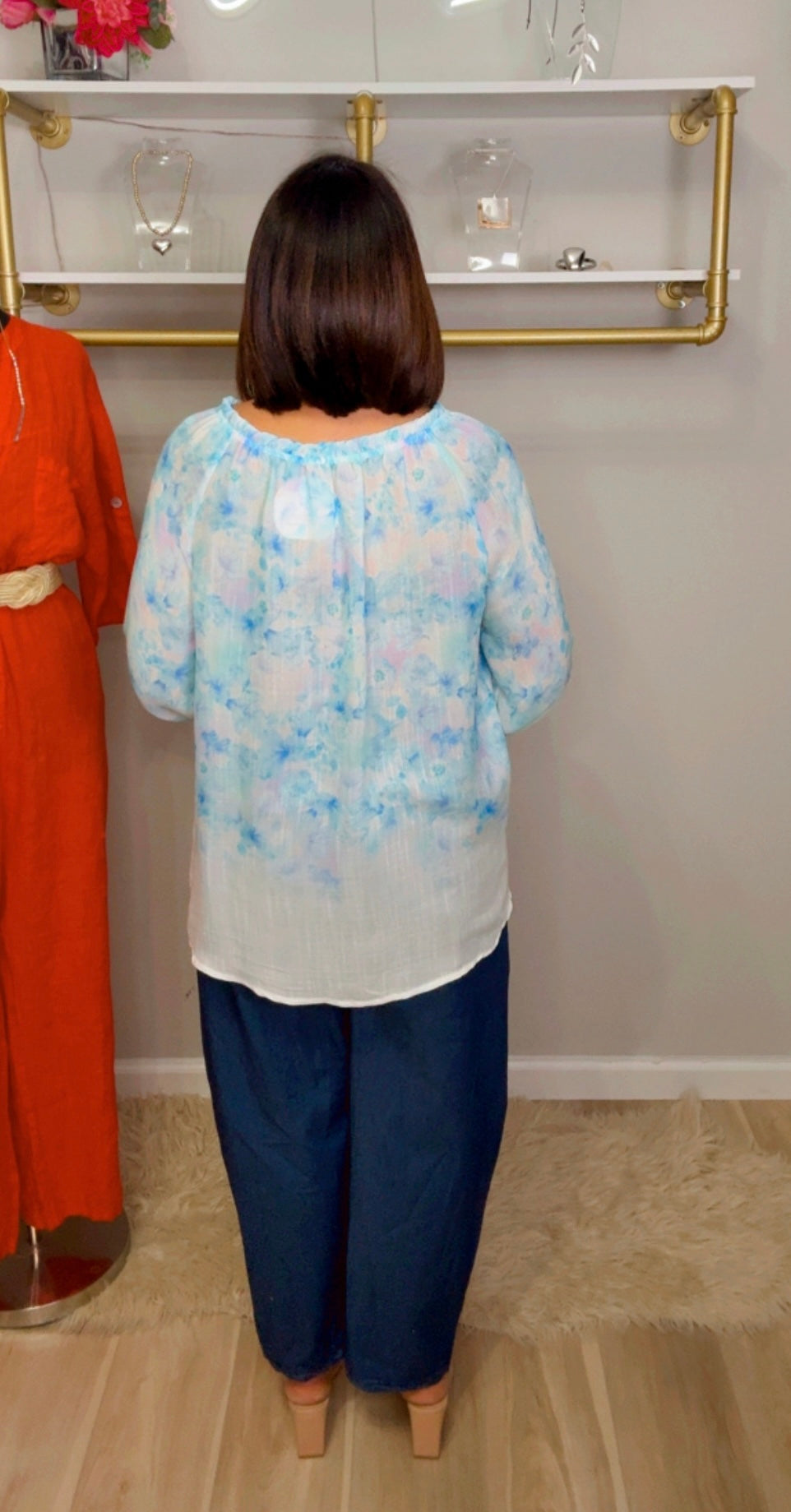 Italian Flower Stamped Blouse
