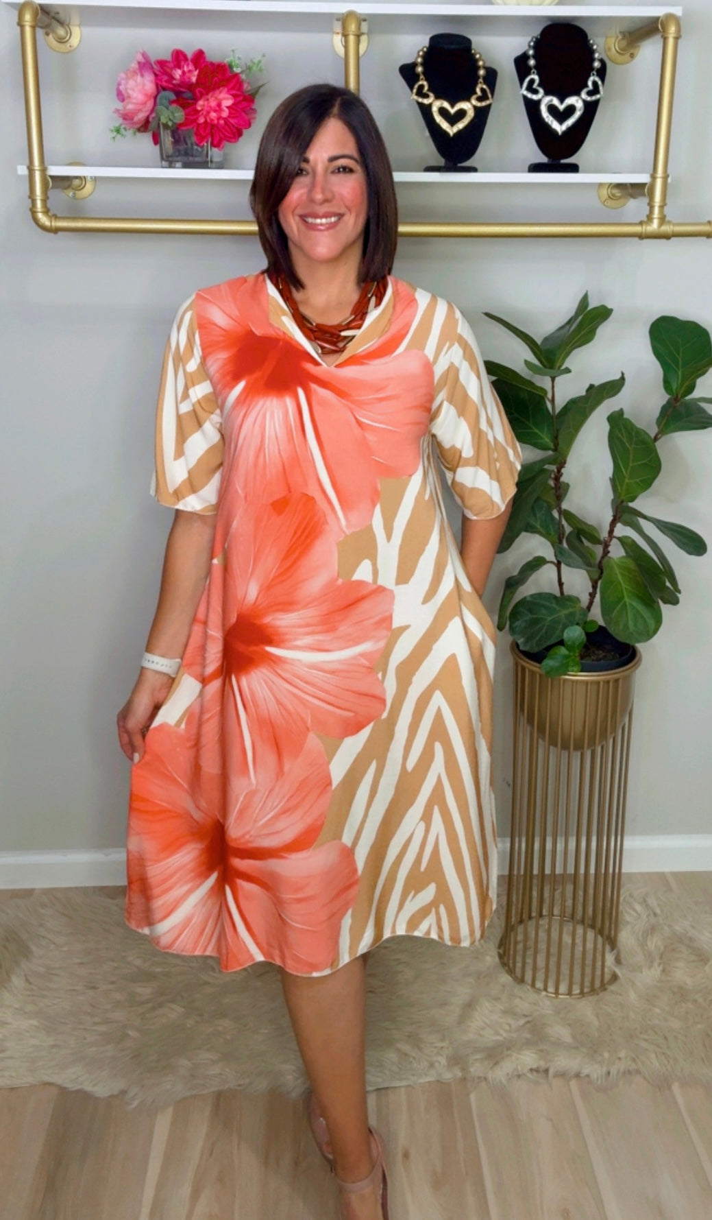 Italian Flower Stamped Dress