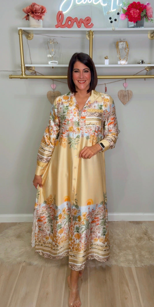 Italian Satén Stamped Dress