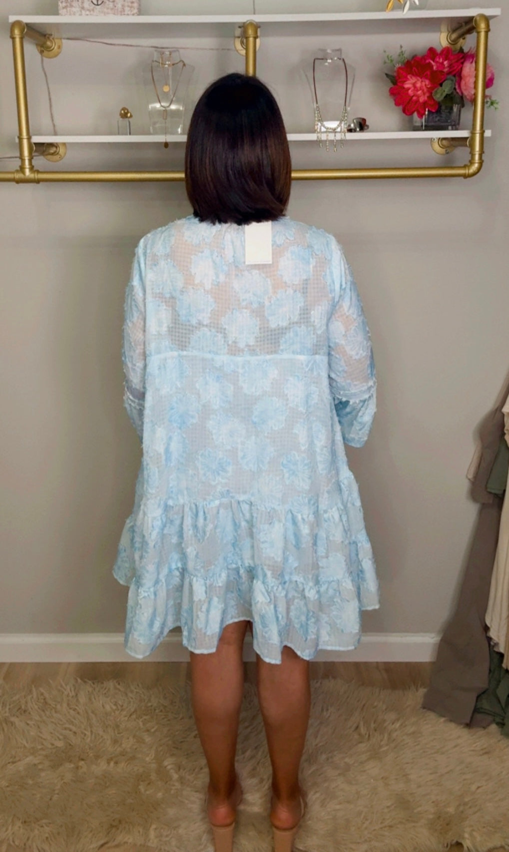 Italian Flower Distressed Short dress/ Tunic