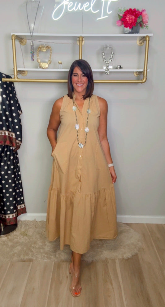 Italian Sleeveless Cotton Maxi