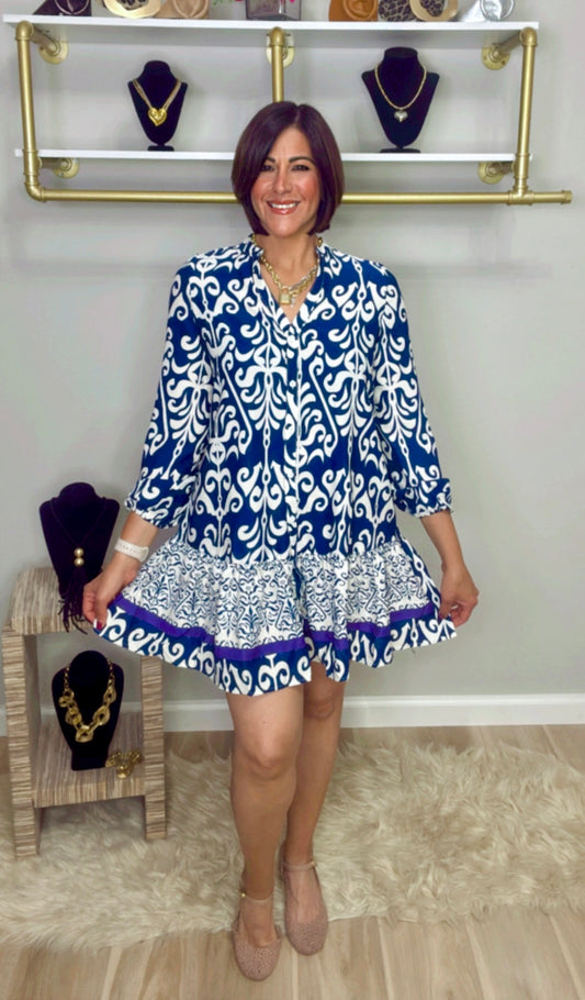 Italian Short Flowy Hem Dress/Bluson