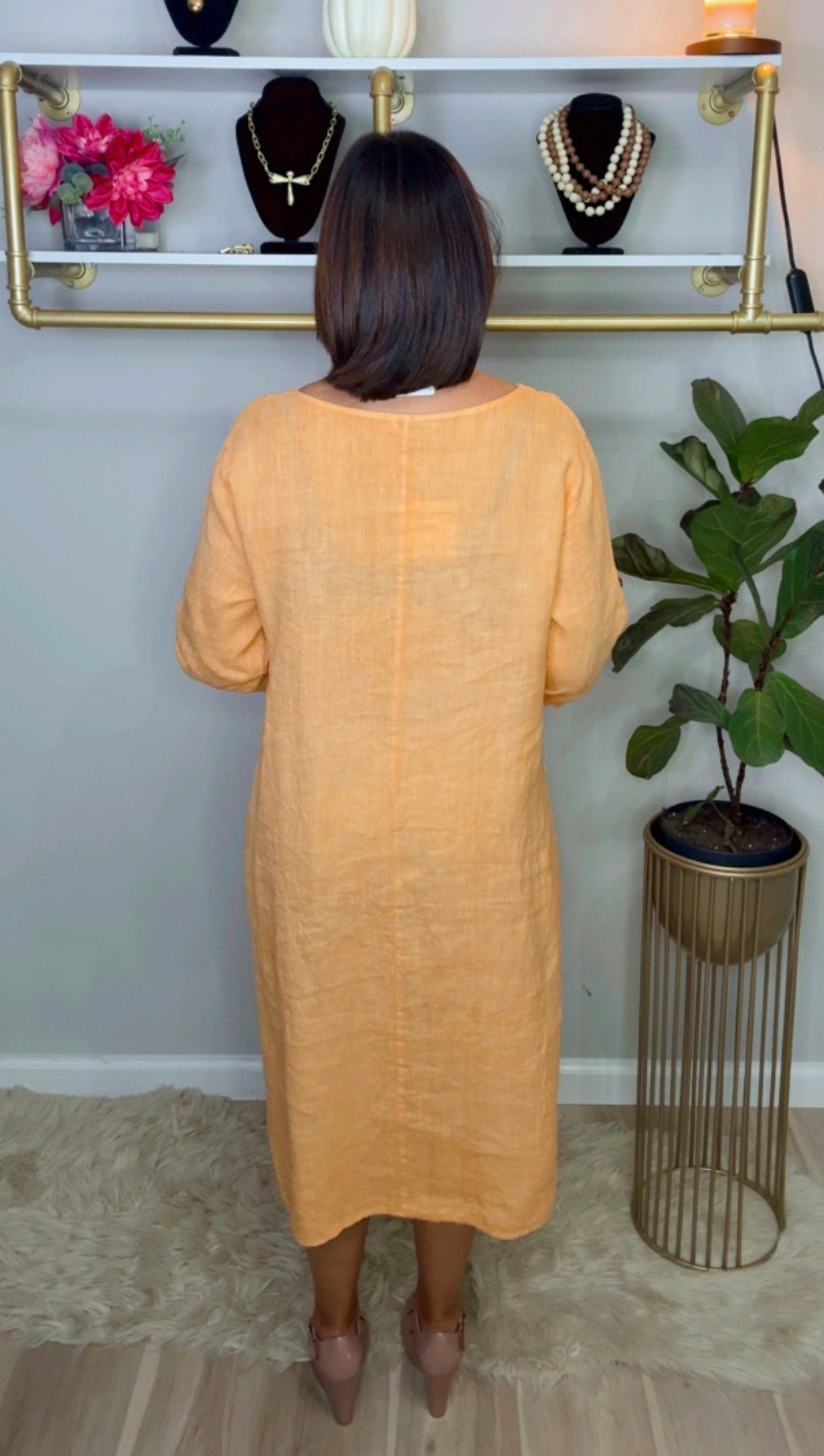 Italian Distressed Linen Dress