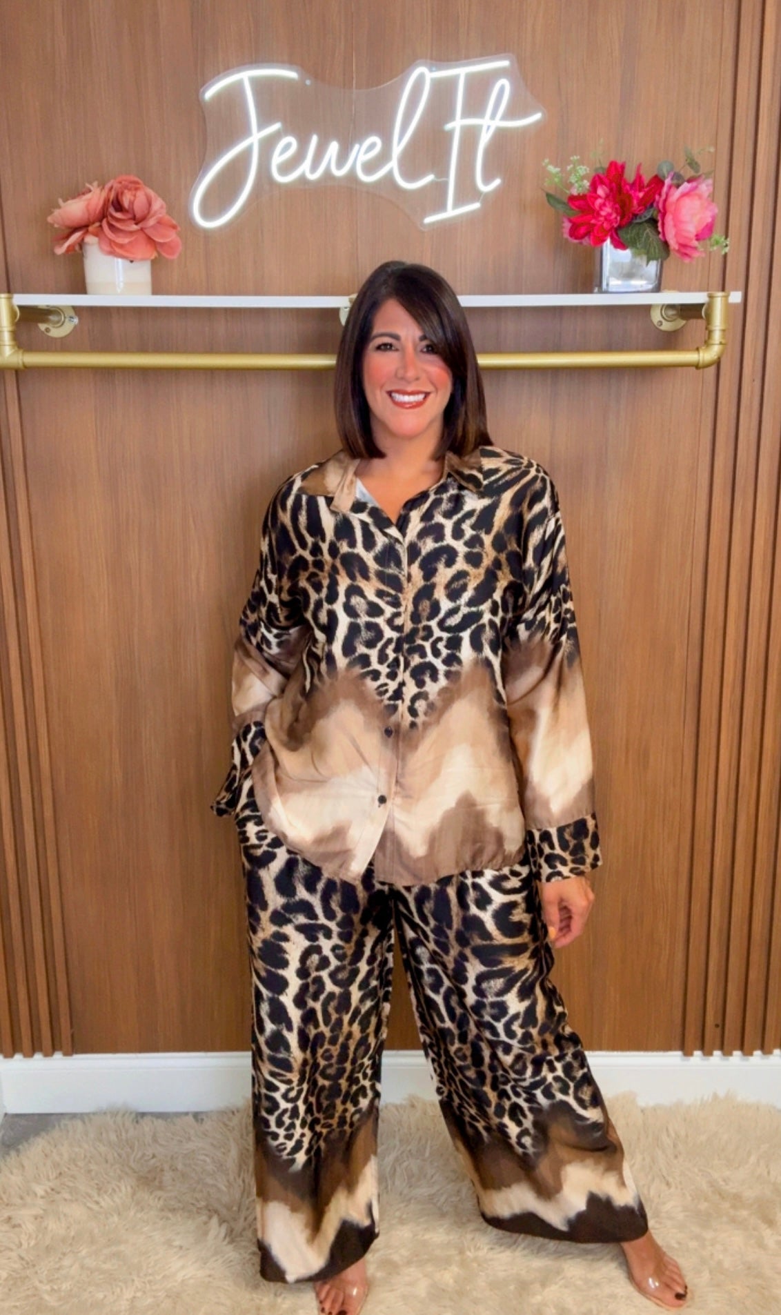 Italian Animal Print Pant Set